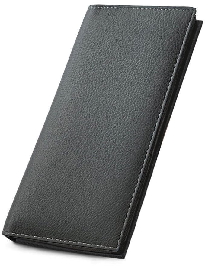 123 Cheap Checks Grey Basic Genuine Leather Checkbook Cover For Men & Women - Image 1